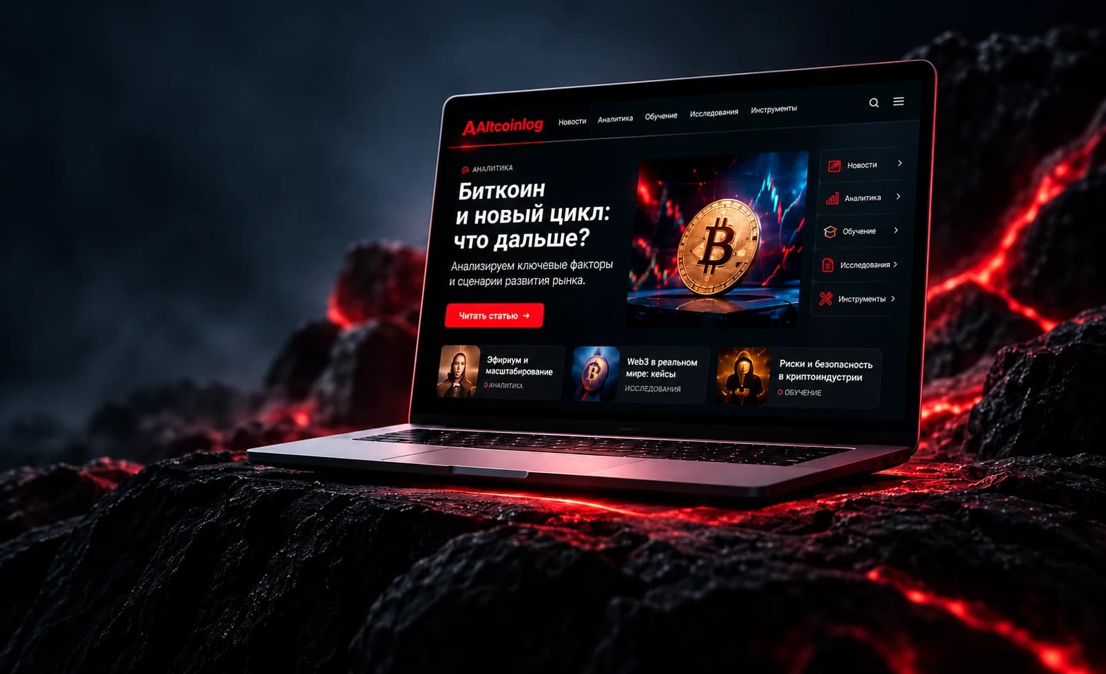 The Altcoinlog website on a laptop screen