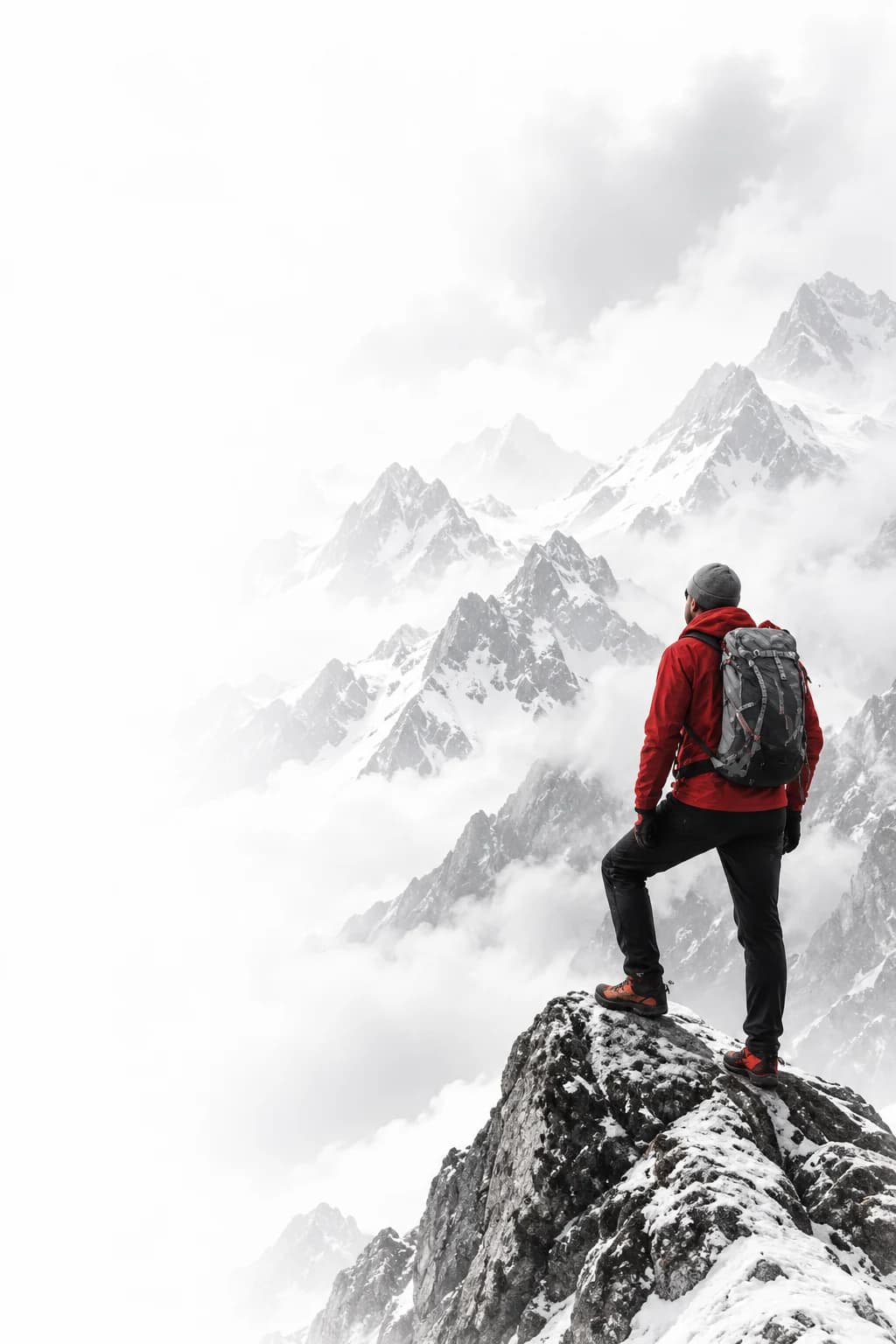 A climber on a mountain summit