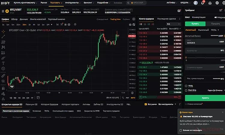 Спотовая торговля на Bybit