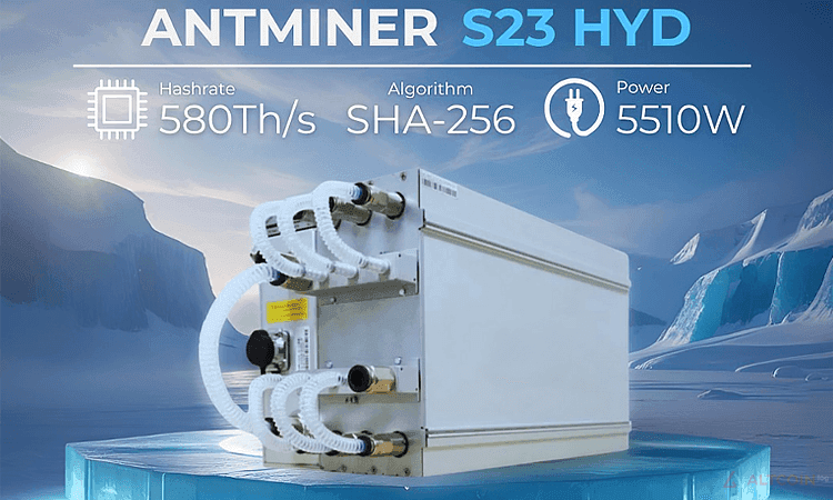 The flagship hydro-cooled Antminer S23 Hyd 3U delivers up to 1.16 PH/s.