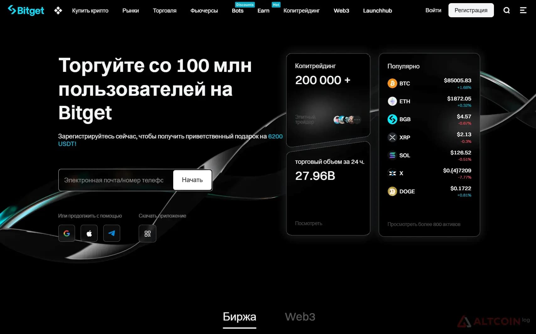 Сайт биржи Bitget