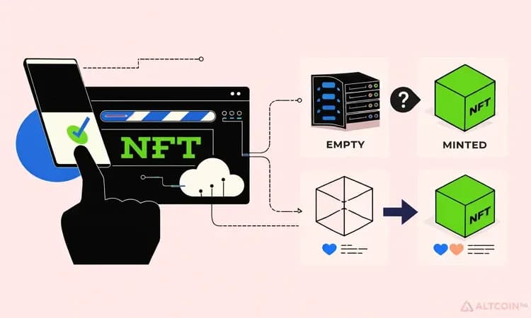 Схема процесса минтинга NFT в блокчейне.