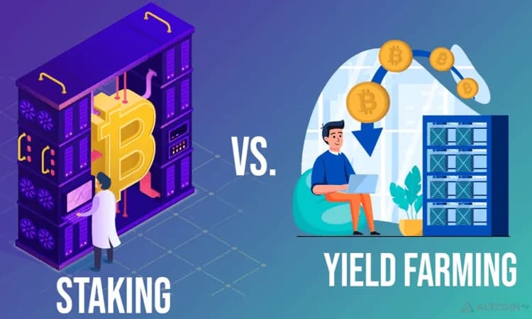 Staking vs farming illustration.