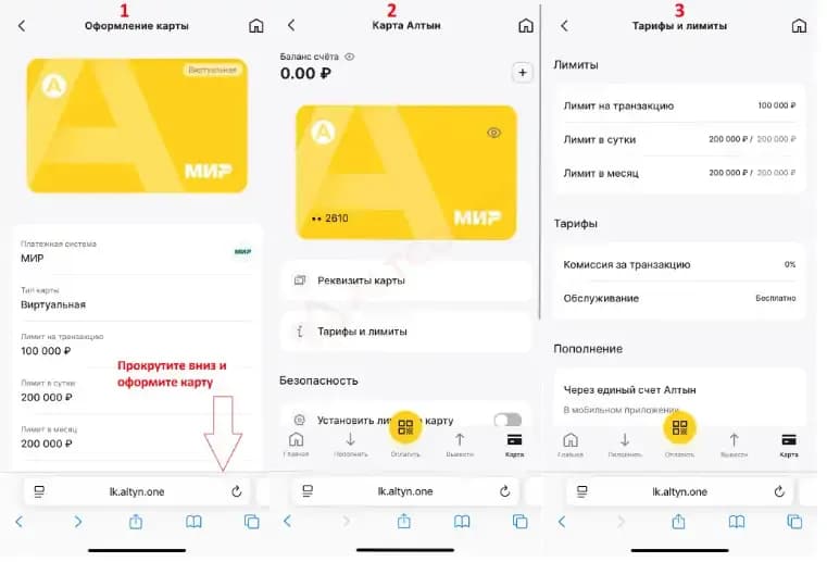 Виртуальная карта Алтын