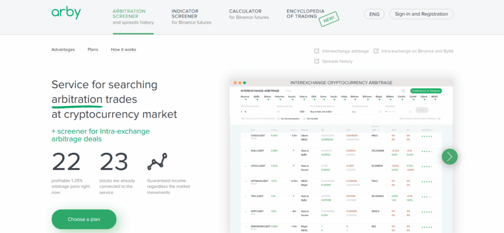 Arby Trade arbitrage scanner