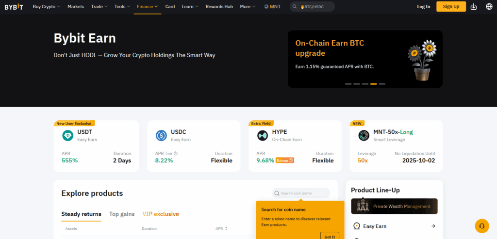 Bybit Earn page
