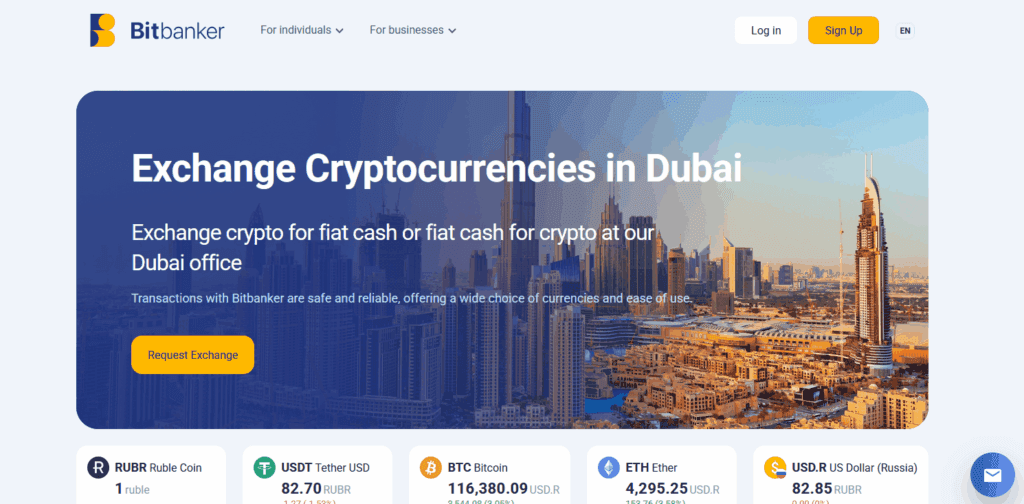 Bitbanker is a verified service with registration and licensing, offering direct exchange and P2P trading.