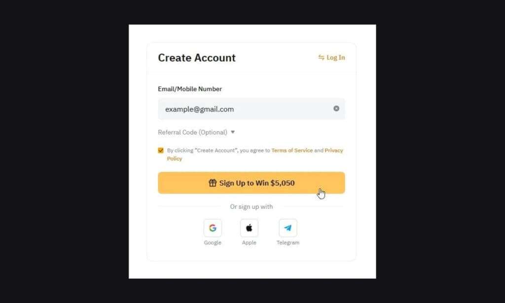 Bybit sign-up form screenshot.
