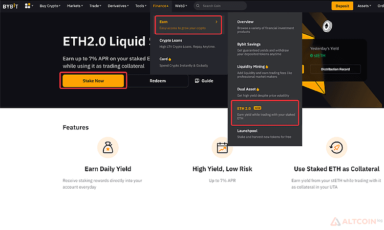 Bybit ETH staking setup