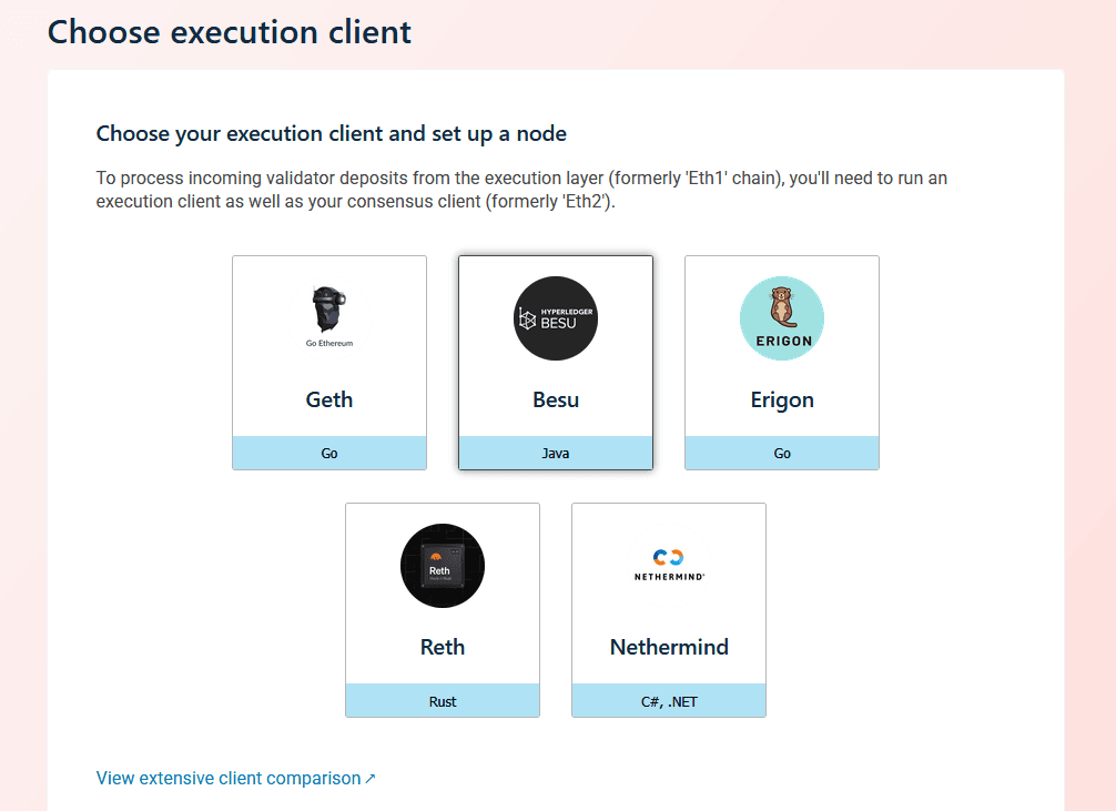 Select your ETH execution client