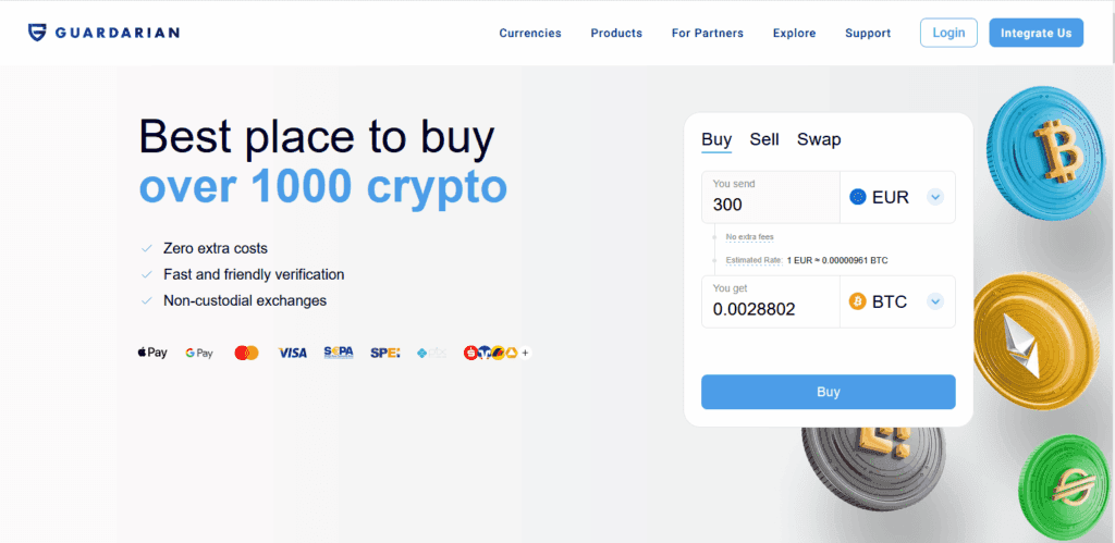 Guardarian allows instant and secure purchase of USDT in Dubai.