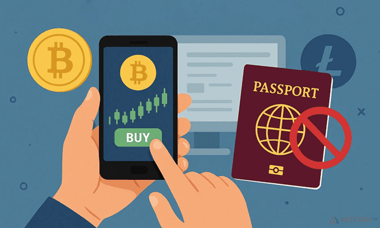 Buying cryptocurrency without mandatory identification (KYC) documents.