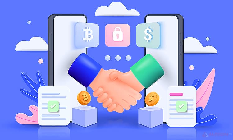 Visual representation of blockchain smart contracts.