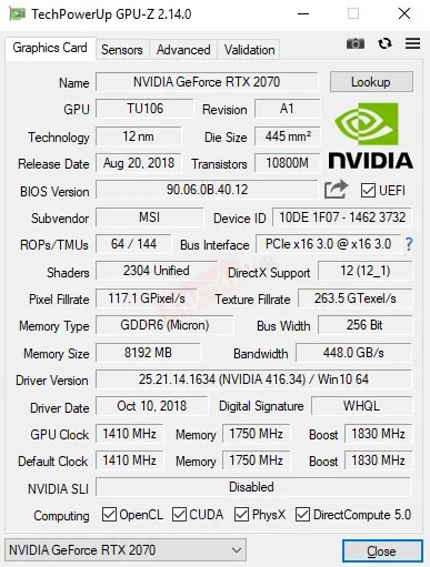 характреристики gpu-z
