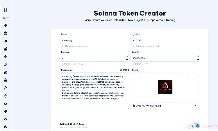 Smithii Tools созданию собственного токена